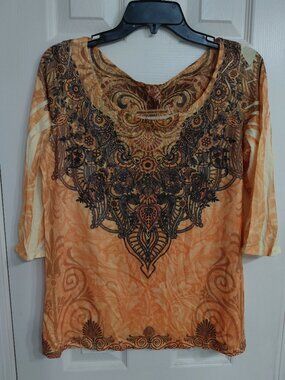 Orange Geometric Blouse